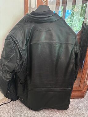 Harley-Davidson Black Leather Bomber Jacket with Embossed Logo